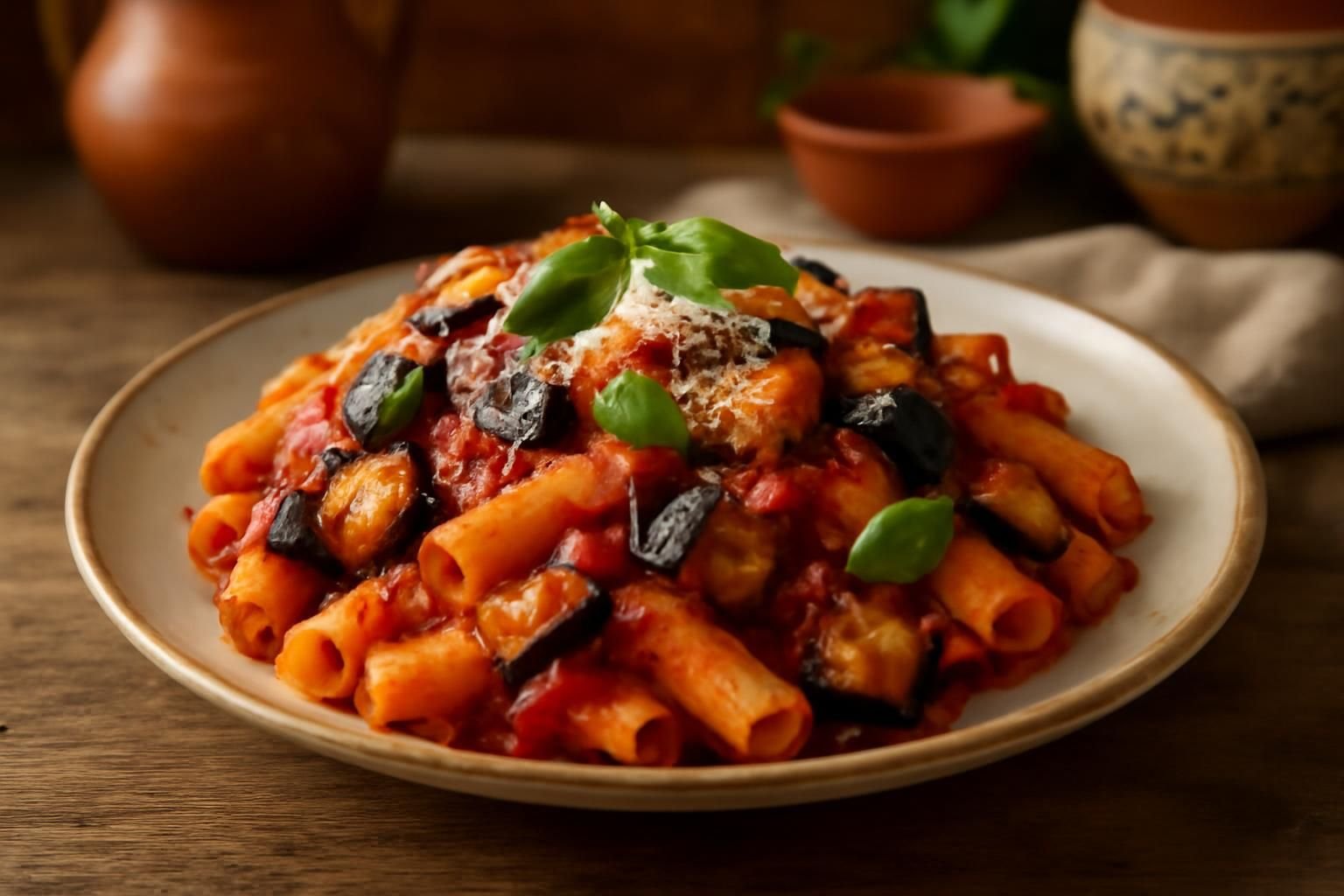 découvrez la recette authentique des pâtes aux aubergines alla norma, un plat sicilien savoureux mêlant tomates, aubergines grillées et ricotta salée pour un vrai délice méditerranéen.